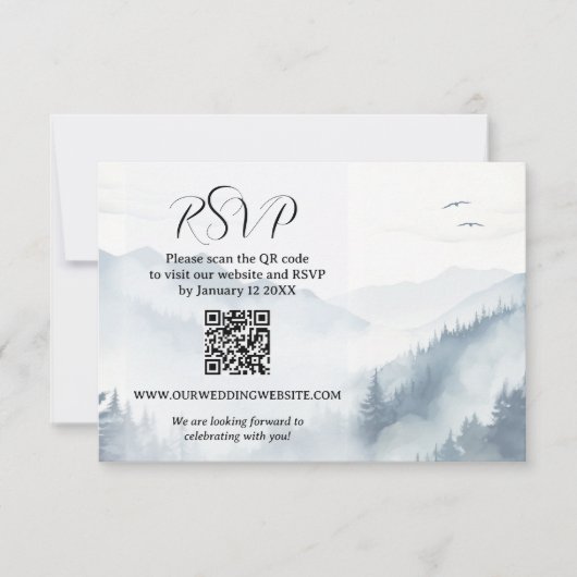 Foto Winter Wedding QR Code RSVP Card Einladung (Vorderseite)