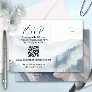 Foto Winter Wedding QR Code RSVP Card Einladung