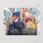 Foto Wintergrün-Bogenrahmen Feiertagspostkarte (Vorderseite)