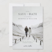 Foto wintery Hochzeit speichern Sie das Datum Einladung (Vorderseite)