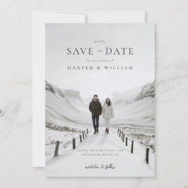 Foto wintery Hochzeit speichern Sie das Datum Einladung