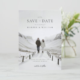 Foto wintery Hochzeit speichern Sie das Datum Einladung
