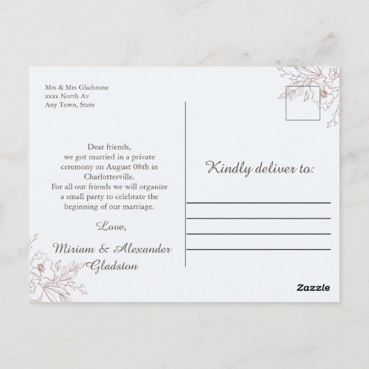 Foto Wir haben die Hochzeitsankündigung Postkarte (Rückseite)