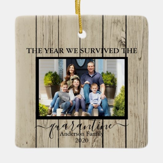 Foto wir überlebten die Quarantäne-Imitate Holz Keramikornament (Vorderseite)