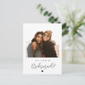 Foto wirst du meine Bridesmaid-Karte sein Postkarte (Stehend Vorderseite)