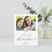 Foto wirst du meine Trauzeugin sein, rosa Herz Postkarte (Stehend Vorderseite)