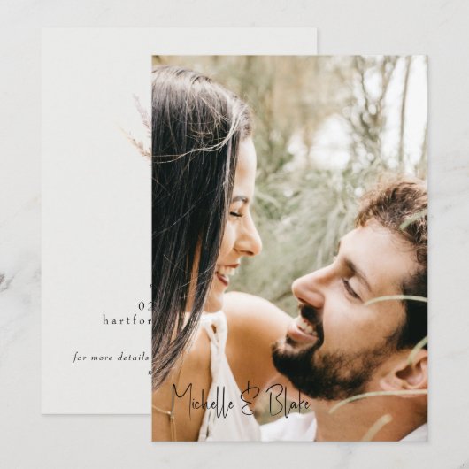 Foto Wispy Boho Floral Wedding Save the Date (Vorne/Hinten)