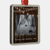Foto Wood and Light Pet's First Christmas Ornament Aus Metall (Rechts)