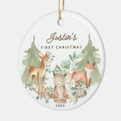 Foto Woodland Animals Baby's First Christmas Keramik Ornament (Links)