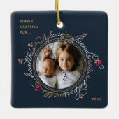 Foto Word Dankbarkeit Wreath Custom Ornament (Vorderseite)