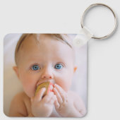 Foto World's Bester Vater Typografie Name Blue Schlüsselanhänger (Rückseite)