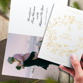 Foto Wreath Frohe Weihnachten | REALES NEUJAHR Folienkarte