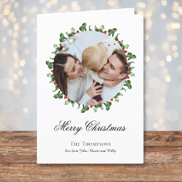 Foto Wreath rund um die Weihnachtskarte, schwarz Feiertagskarte