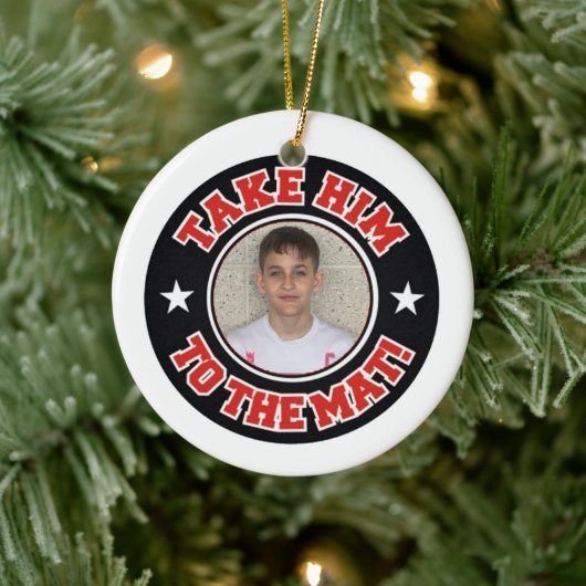 Foto Wrestling bringt ihn zum Mat-Ornament Keramik Ornament (Baum)