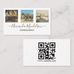 Foto x3-Text und QR-Code oder -Logo Visitenkarte