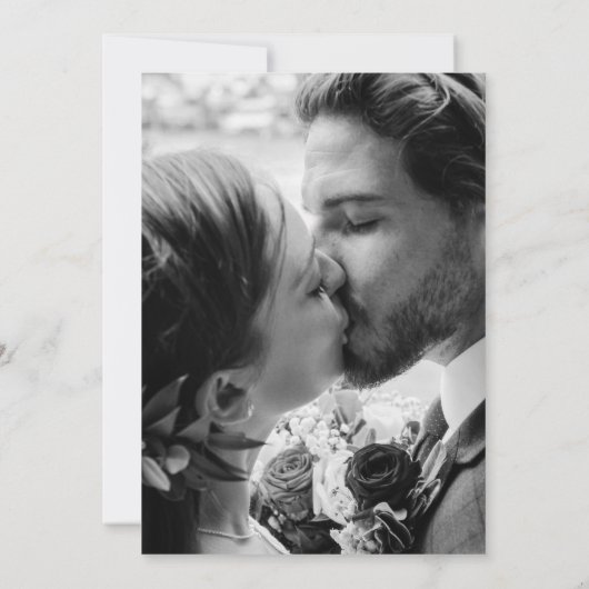 Foto x 2 Floral Gold Rosa Einladung (Rückseite)