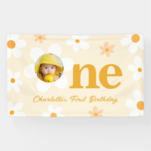 Foto Yellow Daisy Geburtstagsparty Banner (Horizontal)