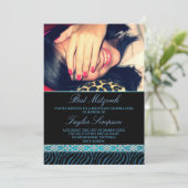 Foto Zebra Print Bat Mitzvah Birthday einladen Einladung (Stehend Vorderseite)