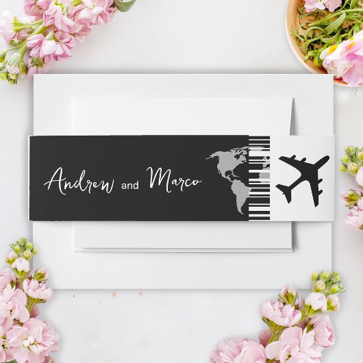 Foto Zielort Boarding Pass Hochzeit Einladungsbanderole