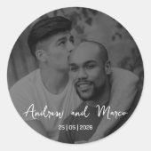 Foto Zielort Boarding Pass Hochzeit Runder Aufkleber (Vorderseite)