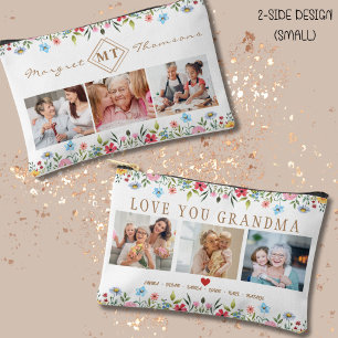 Foto-Zubehörbeutel mit floraler Monogramm zur Mama Zubehörtasche