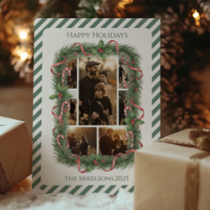 Foto-Zuckerstangen-Kranz-Familien-Weihnachten Feiertagskarte