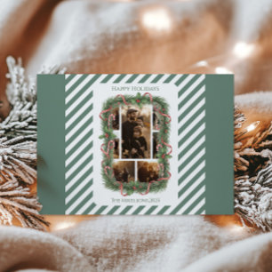 Foto-Zuckerstangen-Kranz-Familien-Weihnachten Feiertagskarte