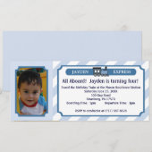 Foto-Zug-Karte - hellblau Einladung (Vorne/Hinten)