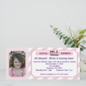 Foto-Zug-Karte - rosa Streifen Einladung (Stehend Vorderseite)