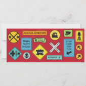 Foto-Zug-Karte - rotes Zickzack Einladung (Rückseite)