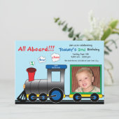 Foto Züge Geburtstag Einladung (Stehend Vorderseite)
