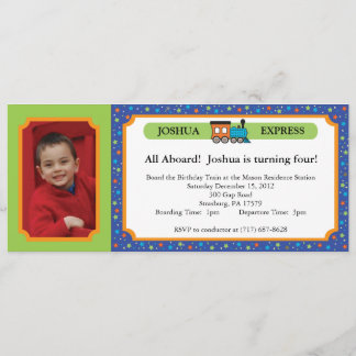 Foto-Zugticket - blau und grün Einladung