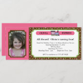 Foto-Zugticket - Rosa und Braun Einladung (Vorne/Hinten)