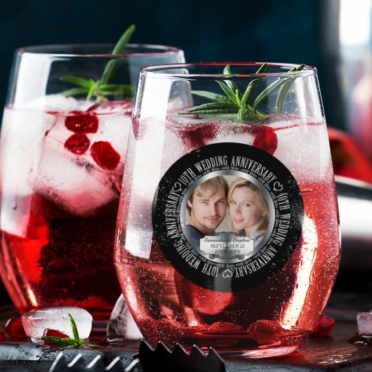 Foto zum 10. Hochzeitstag Weinglas Ohne Stiel