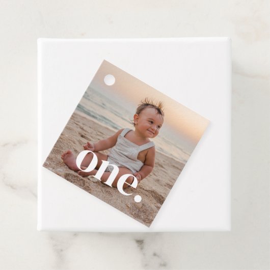 Foto zum 1. Geburtstag - eins Geschenkanhänger (Beispiel)