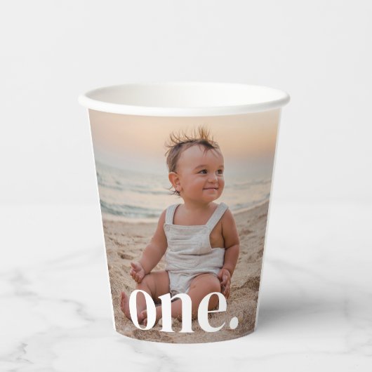 Foto zum 1. Geburtstag - eins Pappbecher (Vorderseite)