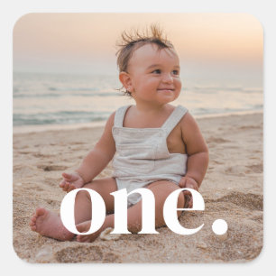 Foto zum 1. Geburtstag - eins Quadratischer Aufkleber