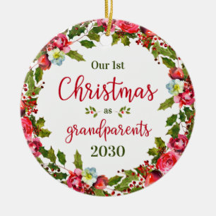 Foto zum 1. Weihnachten als Großeltern Keramik Ornament