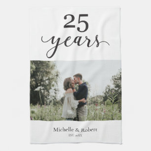 Foto zum 25. Hochzeitstag mit benutzerdefinierten Geschirrtuch