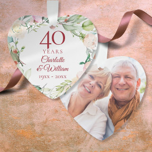 Foto zum 40. Hochzeitstag mit Wasserfarben-Blumenm Ornament