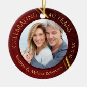 Foto zum 40. Jubiläum, Ruby Red und Gold Custom Keramik Ornament (Vorne)