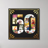 Foto zum 50. Hochzeitstag Schwarzes Gold Art Deco Leinwanddruck (Vorderseite)