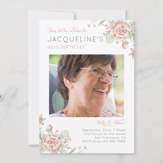 Foto zum 60. Geburtstag Einladung (Vorderseite)