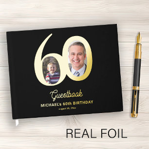 Foto zum 60. Geburtstag in Schwarz und Gold Gästebuch
