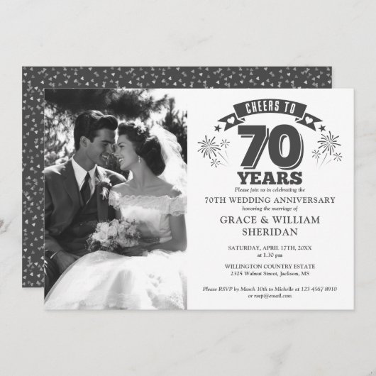 Foto zum 70. Hochzeitstag Einladung (Vorne/Hinten)