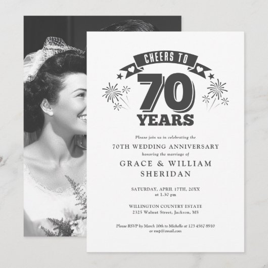 Foto zum 70. Hochzeitstag Einladung (Vorne/Hinten)