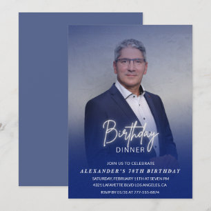 Foto zum Abendessen für Männer Navy Blau 78. Gebur Einladung