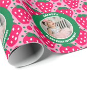 Foto zum ersten Geburtstag mit Erdbeeren Geschenkpapier (Rolleneckpunkt)