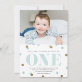 Foto zum ersten Geburtstag von Konfetti Einladung (Vorderseite)