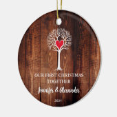 Foto zum ersten Weihnachtsfest mit Liebe Keramik Ornament (Links)